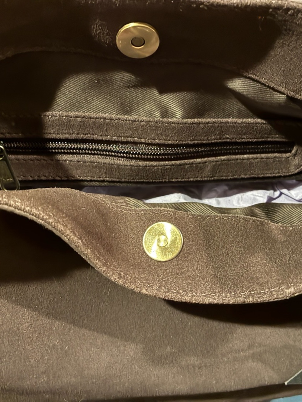 Classic Brown Suede Leather Shoulder Bag NWT - Picture 6 of 6